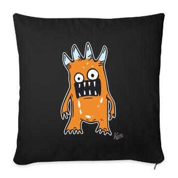 Orange drôle stupide monstre - Housse de coussin décorative 45 x 45 cm - noir - Devant