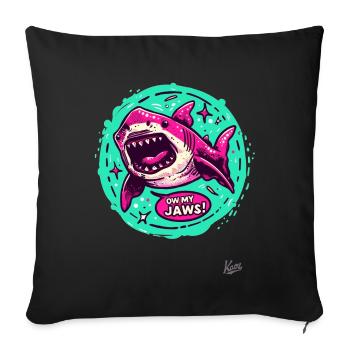 green pink shark, Oh my teeth - Sofa pillowcase 17,3'' x 17,3'' (45 x 45 cm) - black - Front