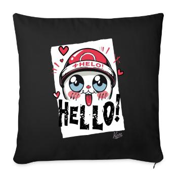 Japanese cartoon cat: So cute, hello! - Sofa pillowcase 17,3'' x 17,3'' (45 x 45 cm) - black - Front