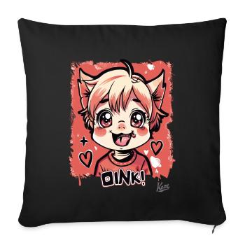 Petit cochon cochon doux et méchant : Oink ! - Housse de coussin décorative 45 x 45 cm - noir - Devant