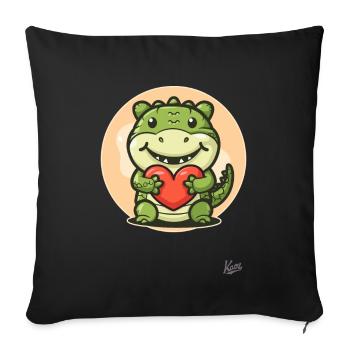 crocodile alligator mignon avec cœur et amour - Housse de coussin décorative 45 x 45 cm - noir - Devant