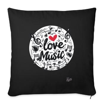 I love music - Sofa pillowcase 17,3'' x 17,3'' (45 x 45 cm) - black - Front