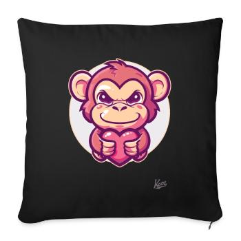 Cute monkey with heart and love - Sofa pillowcase 17,3'' x 17,3'' (45 x 45 cm) - black - Front