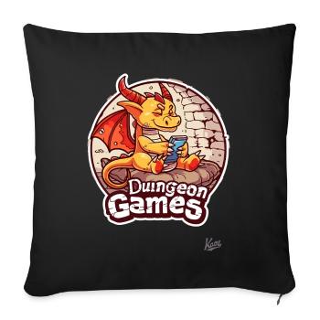 Little Cute Dragon Playing Dungeon Video Games - Sofa pillowcase 17,3'' x 17,3'' (45 x 45 cm) - black - Front