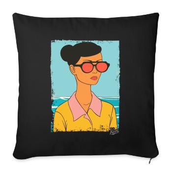 Portrait of a woman in sunglasses - Sofa pillowcase 17,3'' x 17,3'' (45 x 45 cm) - black - Front