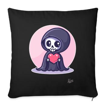 Kawaii cute happy Grim Reaper with heart and love - Sofa pillowcase 17,3'' x 17,3'' (45 x 45 cm) - black - Front