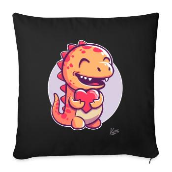 Cute little dinosaur dragon with a heart for love - Sofa pillowcase 17,3'' x 17,3'' (45 x 45 cm) - black - Front