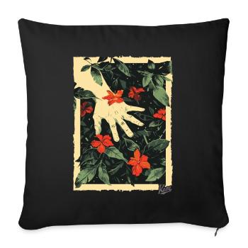 Style de propagande : La main sur les plantes au paradis - Housse de coussin décorative 45 x 45 cm - noir - Devant