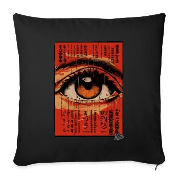 Retro Vintage Asian Big Eye - Sofa pillowcase 17,3'' x 17,3'' (45 x 45 cm) - black - Front
