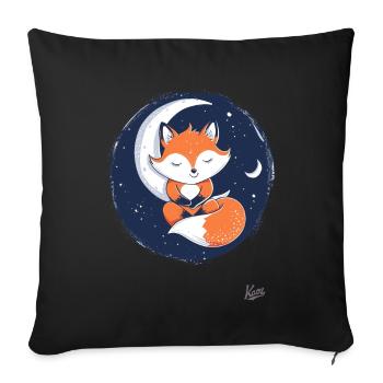 Cute little fox sleeping on the moon - Sofa pillowcase 17,3'' x 17,3'' (45 x 45 cm) - black - Front