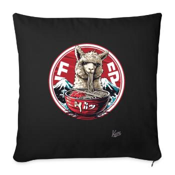 Himalayan llama drama while eating ramen - Sofa pillowcase 17,3'' x 17,3'' (45 x 45 cm) - black - Front