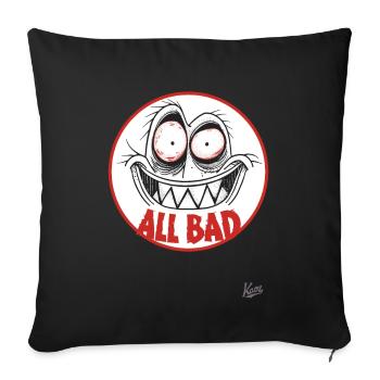 Visage drôle fou – Tout est mauvais ! - Housse de coussin décorative 45 x 45 cm - noir - Devant