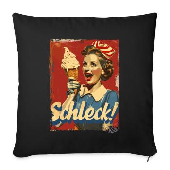 Fröhliche 1950er-Hausfrau mit Eiscreme – Schleck! - Sofakissenbezug 45 x 45 cm - Schwarz - Vorne