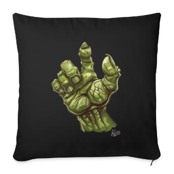 Massive grüne Ork- oder Oger-Monster-Hand - Sofakissenbezug 45 x 45 cm - Schwarz - Vorne