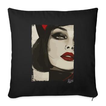 Vintage cat girl in black suit - Sofa pillowcase 17,3'' x 17,3'' (45 x 45 cm) - black - Front
