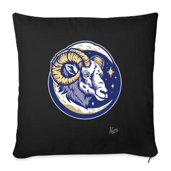 La lune, les étoiles et le mouton corne de Bélier - Housse de coussin décorative 45 x 45 cm - noir - Devant