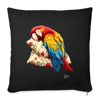 Petit perroquet ara mignon dormant sur l’oreiller - Housse de coussin décorative 45 x 45 cm - noir - Devant