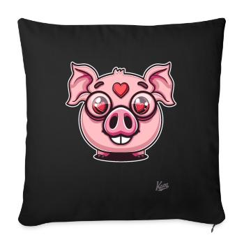 Cute little love pig with hearts - Sofa pillowcase 17,3'' x 17,3'' (45 x 45 cm) - black - Front