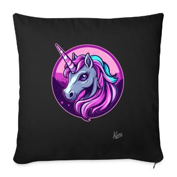 Süßes und cooles Einhorn - Sofakissenbezug 45 x 45 cm - Schwarz - Vorne