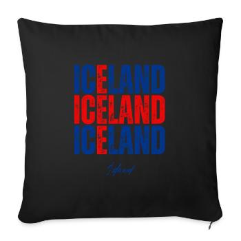 Drapeau de l’Islande, fierté islandaise - Housse de coussin décorative 45 x 45 cm - noir - Devant