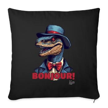 Hello and Bonjour, refined Raptor gentleman - Sofa pillowcase 17,3'' x 17,3'' (45 x 45 cm) - black - Front