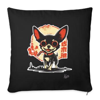 Fou heureux, mignon petit chien - Housse de coussin décorative 45 x 45 cm - noir - Devant