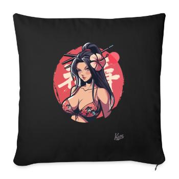 On the beach, a girl in Japan Okinawa - Sofa pillowcase 17,3'' x 17,3'' (45 x 45 cm) - black - Front
