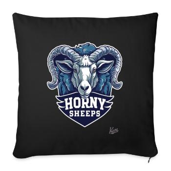 horn sheep parody sport mascot - Sofa pillowcase 17,3'' x 17,3'' (45 x 45 cm) - black - Front