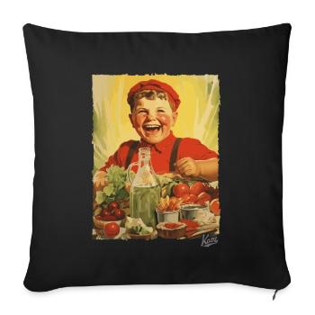Vintage Propaganda: Boy Eats Healthy Food - Sofa pillowcase 17,3'' x 17,3'' (45 x 45 cm) - black - Front