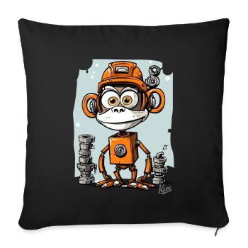 The funny, funky robo-monkey - Sofa pillowcase 17,3'' x 17,3'' (45 x 45 cm) - black - Front