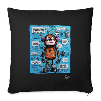 Lustiger, funkiger Roboter-Affe - Sofakissenbezug 45 x 45 cm - Schwarz - Vorne