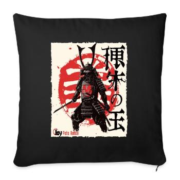 Japanischer Edo Samurai - Sofakissenbezug 45 x 45 cm - Schwarz - Vorne