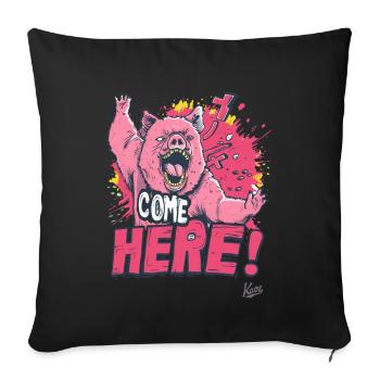Combat furieux ours-cochon : Venez ici ! - Housse de coussin décorative 45 x 45 cm - noir - Devant