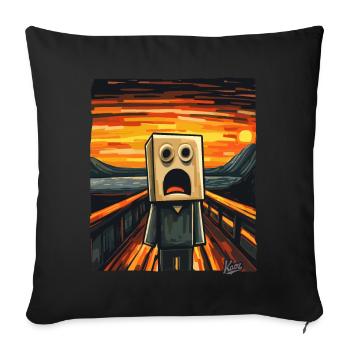 The Scream in Pixel Cartoon Style with Box Head - Sofa pillowcase 17,3'' x 17,3'' (45 x 45 cm) - black - Front