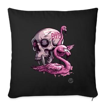 Pink Primate Skull & Flamingo: Tropical Vibes - Sofa pillowcase 17,3'' x 17,3'' (45 x 45 cm) - black - Front