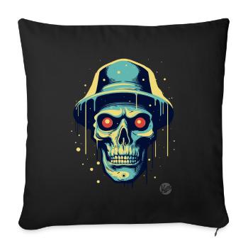 Drôle cool crâne avec chapeau - Housse de coussin décorative 45 x 45 cm - noir - Devant