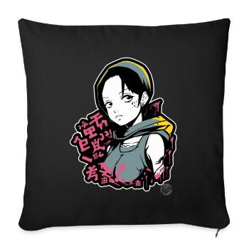 Fille alternative super cool et décontractée - Housse de coussin décorative 45 x 45 cm - noir - Devant