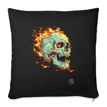 Motorcycle King: Burning Skull - Sofa pillowcase 17,3'' x 17,3'' (45 x 45 cm) - black - Front
