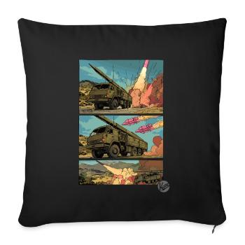 Military vehicles with pink rockets - Sofa pillowcase 17,3'' x 17,3'' (45 x 45 cm) - black - Front