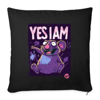 Yes, I am, crazy cartoon rat mouse - Sofa pillowcase 17,3'' x 17,3'' (45 x 45 cm) - black - Front