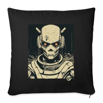 Super Humanoid Skull Skull Android Mecha - Sofa pillowcase 17,3'' x 17,3'' (45 x 45 cm) - black - Front
