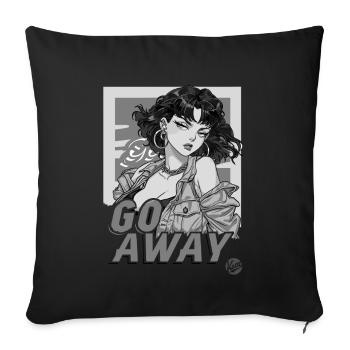 Cool fille de dessin animé calme, va-t’en et va-t’en - Housse de coussin décorative 45 x 45 cm - noir - Devant