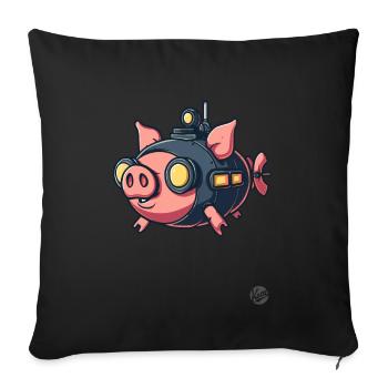 Fun Submarine Pig Adventure - Sofa pillowcase 17,3'' x 17,3'' (45 x 45 cm) - black - Front