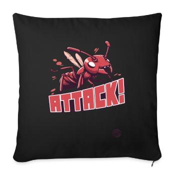 Angriff der roten Ameise - Sofakissenbezug 45 x 45 cm - Schwarz - Vorne