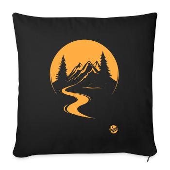 Naturkulisse mit Bäumen, Fluss und Bergen - Sofakissenbezug 45 x 45 cm - Schwarz - Vorne