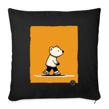 Little polar bear on skates - Sofa pillowcase 17,3'' x 17,3'' (45 x 45 cm) - black - Front
