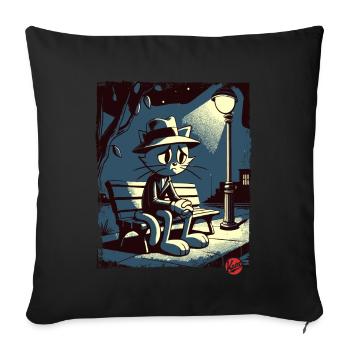 a night in the park and a melancholic cat - Sofa pillowcase 17,3'' x 17,3'' (45 x 45 cm) - black - Front