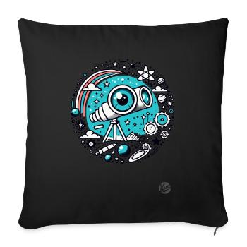 Télescope « Oeil de l’astronomie » - Housse de coussin décorative 45 x 45 cm - noir - Devant