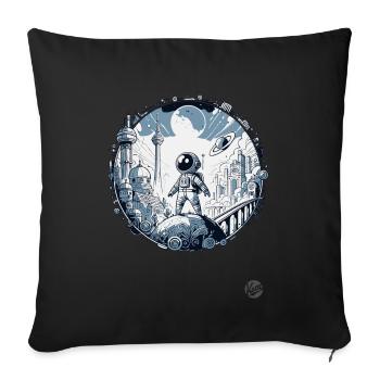Astronaute futuriste « Explorateurs du futur » - Housse de coussin décorative 45 x 45 cm - noir - Devant