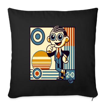 Gentleman de dessin animé rétro dans le style de l’art déco des années 20 - Housse de coussin décorative 45 x 45 cm - noir - Devant